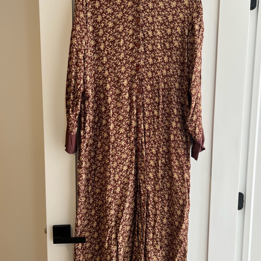 April Cornell Brown Floral Dress Large